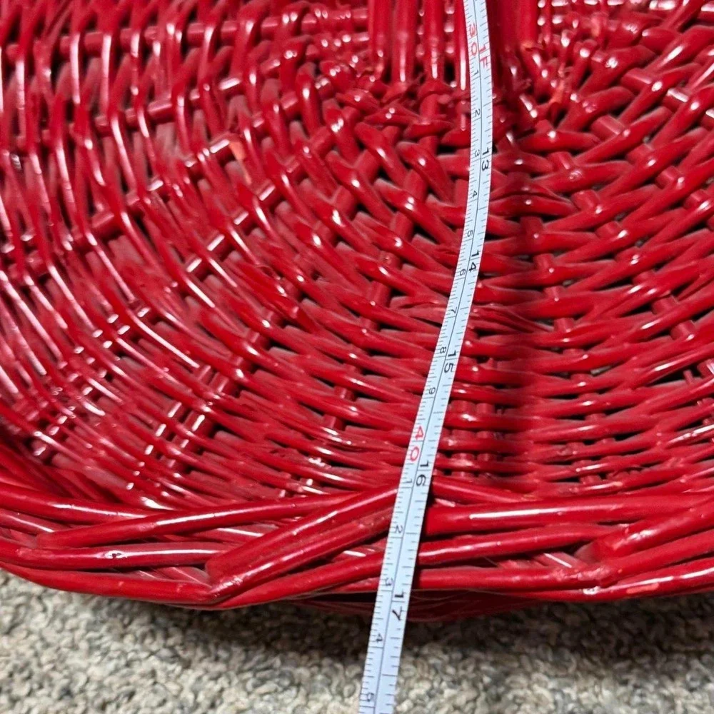 Vintage Red Apple Shaped Wicker Basket Fruit Decor Farmhouse Kitchen 17